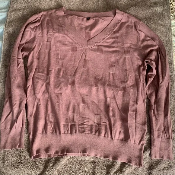 💜Arach & Cloz Sweater V Neck Casual Pullover Cozy Gray Purple - Size XL - Picture 3 of 10